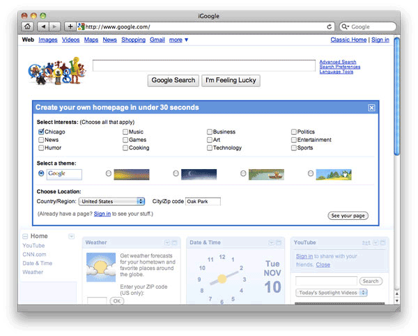 iGoogle Home Page